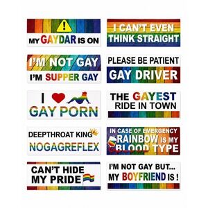 Magnetic Bumper Sticker Set Unisex OS Rainbow Brand New LGBTQ Pride 10 pc